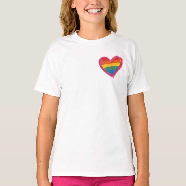 Rainbow Heart Pride, Liebe gewinnt Gleichheit, LGB T-Shirt (Vorderseite)