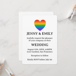 Rainbow Heart Proud Gay Lesbian Wedding Einladung