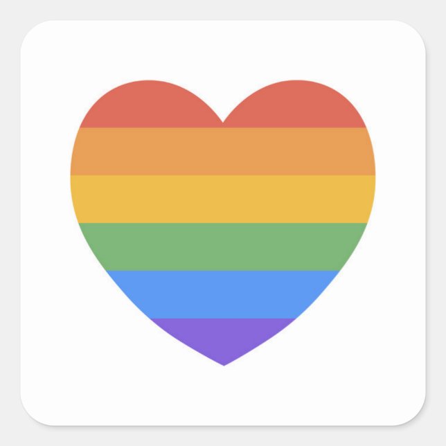 Rainbow Heart Quadratischer Aufkleber (Vorderseite)