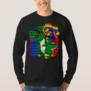 Rainbow Heart Riding Flag Lgbt Q Retro Rex Gay Pri T-Shirt