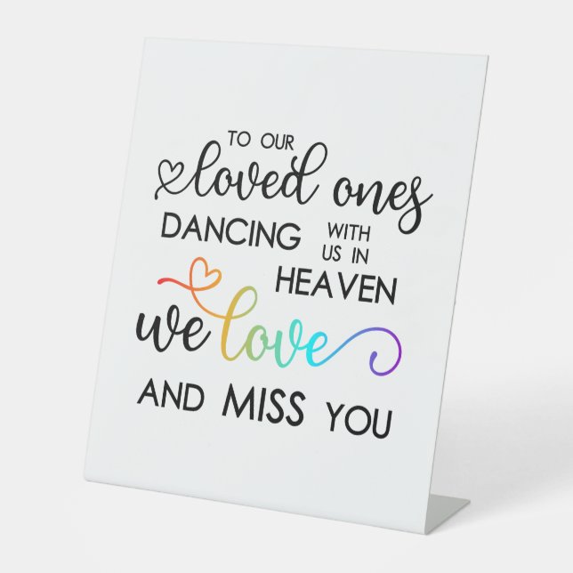 Rainbow Heart Script Dancing in Heaven Wedding Sockelschild (Vorderseite)