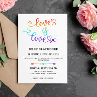 Rainbow Heart Script Liebe is Liebe LGBT Wedding