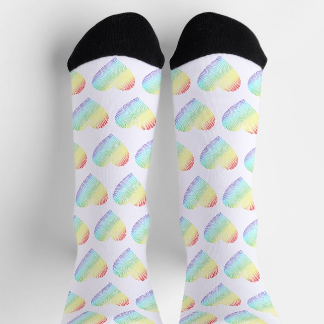 Rainbow Heart Shaped Pattern Socken (Oben)