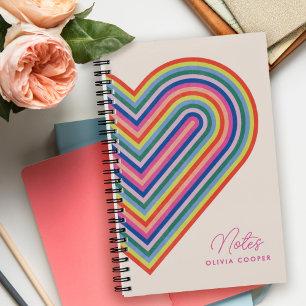 Rainbow Heart Spiral Notebook - Magenta Notizbuch