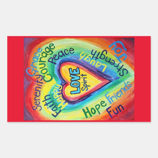 Rainbow Heart Spirit Words Label Decal Stickers (Vorderseite)