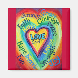 Rainbow Heart Spirit Words Magnet