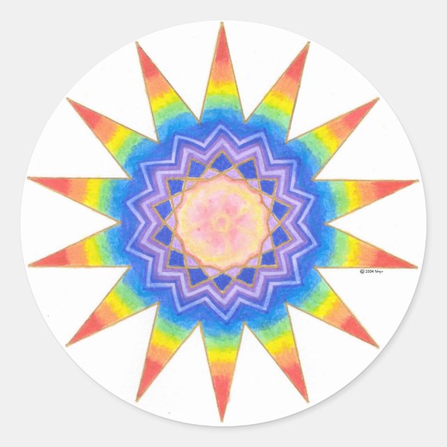 Rainbow Heart Star Runder Aufkleber (Vorderseite)