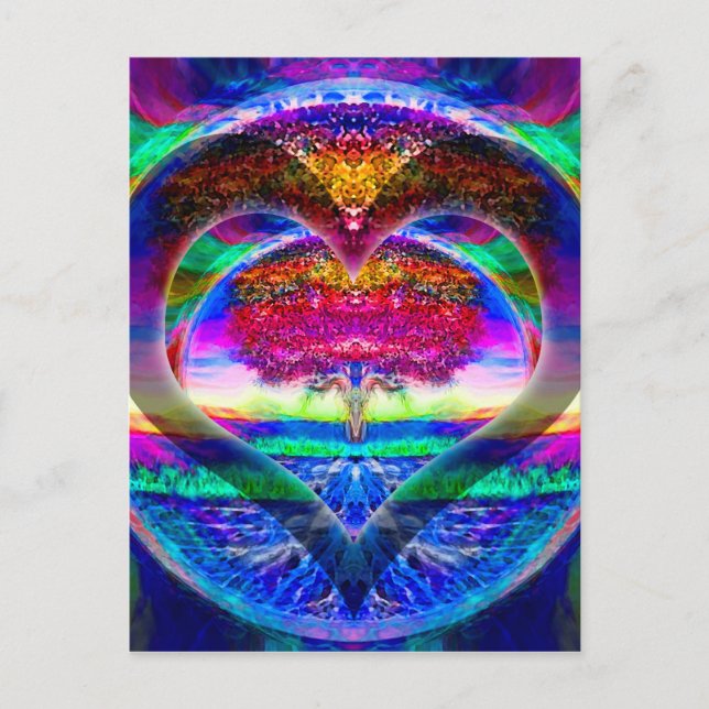 Rainbow Heart Tree of Life Postkarte (Vorderseite)