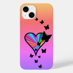 Rainbow Heart und Butterfly Case-Mate iPhone 14 Hülle