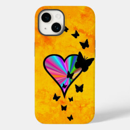 Rainbow Heart und Butterfly Case-Mate iPhone 14 Hülle