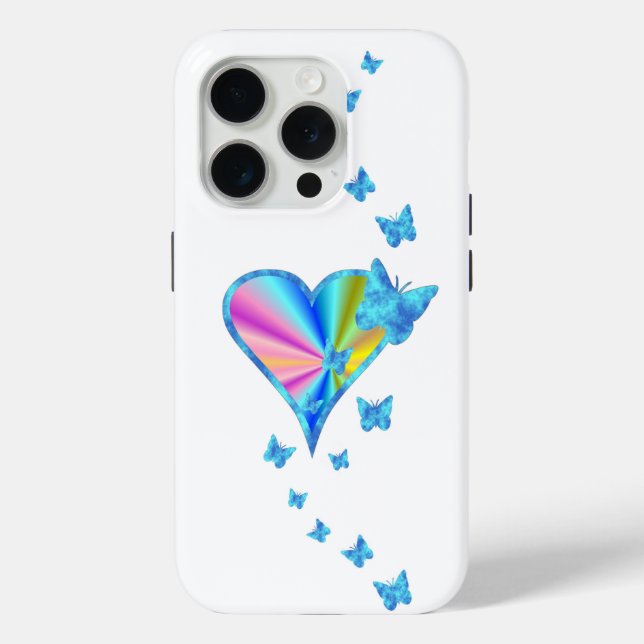 Rainbow Heart und Butterfly Case-Mate iPhone Hülle (Rückseite)