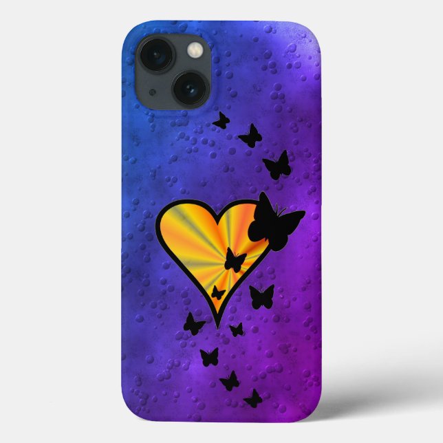 Rainbow Heart und Butterfly Case-Mate iPhone Hülle (Rückseite)