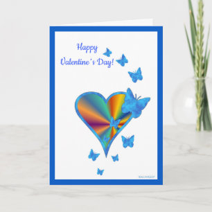 Rainbow Heart und Butterfly Feiertagskarte