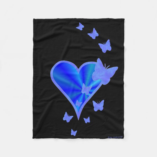 Rainbow Heart und Butterfly Fleecedecke (Vorderseite)