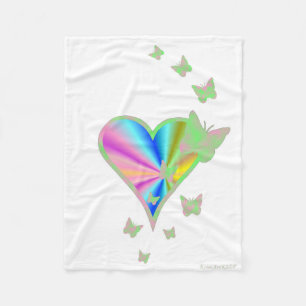 Rainbow Heart und Butterfly Fleecedecke