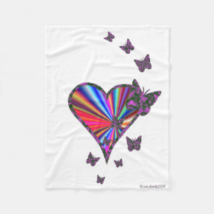 Rainbow Heart und Butterfly Fleecedecke
