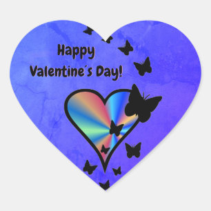 Rainbow Heart und Butterfly Herz-Aufkleber