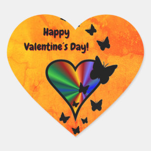 Rainbow Heart und Butterfly Herz-Aufkleber