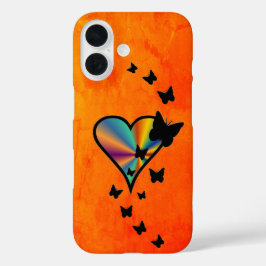 Rainbow Heart und Butterfly iPhone 16 Hülle