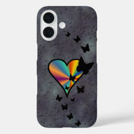 Rainbow Heart und Butterfly iPhone 16 Hülle