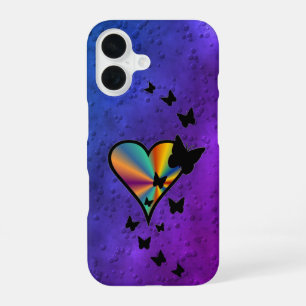 Rainbow Heart und Butterfly iPhone 16 Hülle