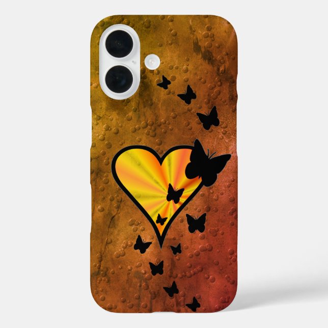 Rainbow Heart und Butterfly iPhone 16 Hülle (Rückseite)