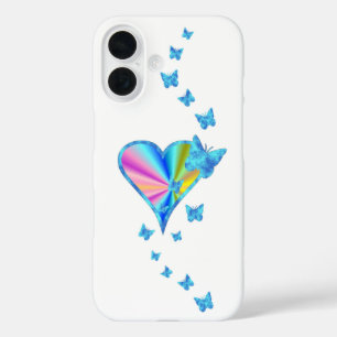Rainbow Heart und Butterfly iPhone 16 Hülle