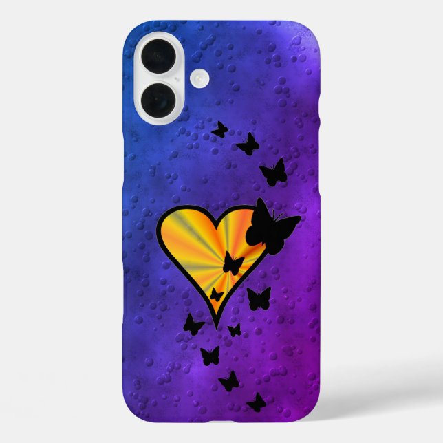 Rainbow Heart und Butterfly iPhone 16 Plus Hülle (Rückseite)