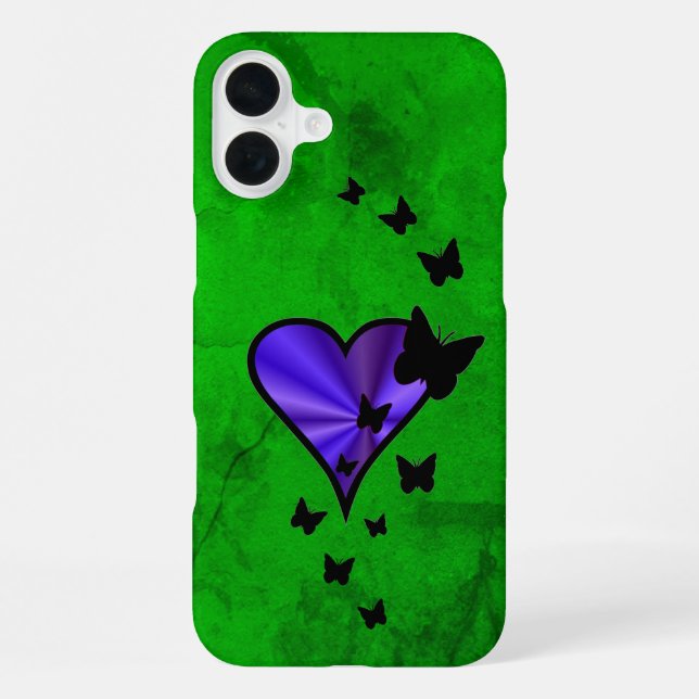Rainbow Heart und Butterfly iPhone 16 Plus Hülle (Rückseite)