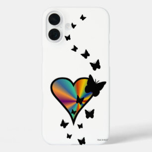 Rainbow Heart und Butterfly iPhone 16 Plus Hülle