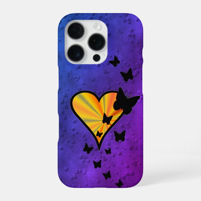 Rainbow Heart und Butterfly iPhone 16 Pro Hülle (Rückseite)