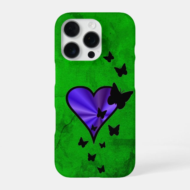 Rainbow Heart und Butterfly iPhone 16 Pro Hülle (Rückseite)