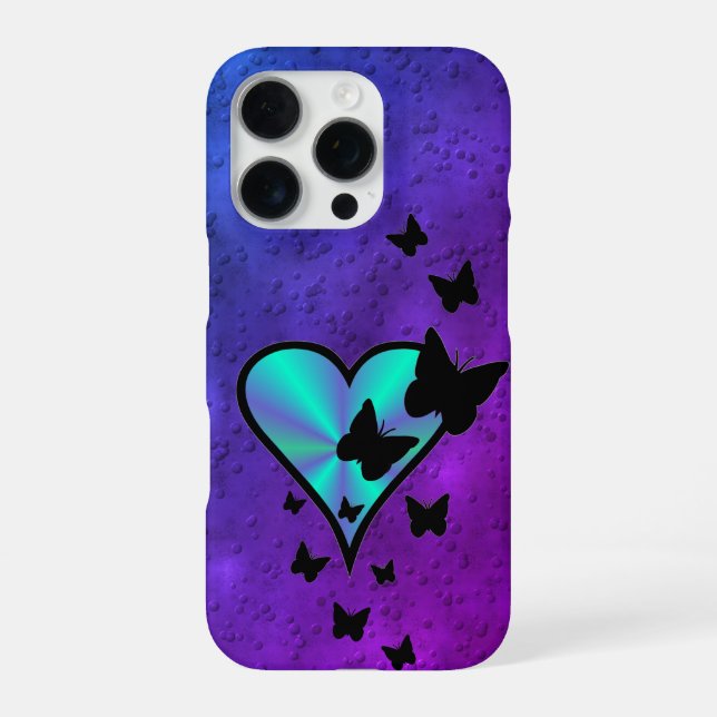 Rainbow Heart und Butterfly iPhone 16 Pro Hülle (Rückseite)