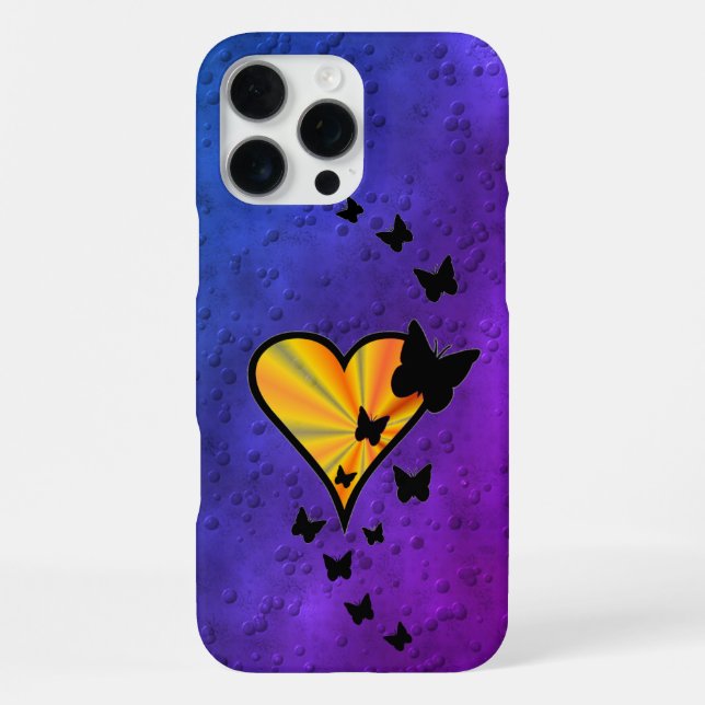 Rainbow Heart und Butterfly iPhone 16 Pro Max Hülle (Rückseite)