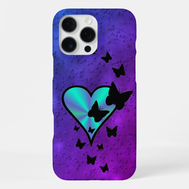Rainbow Heart und Butterfly iPhone 16 Pro Max Hülle (Rückseite)