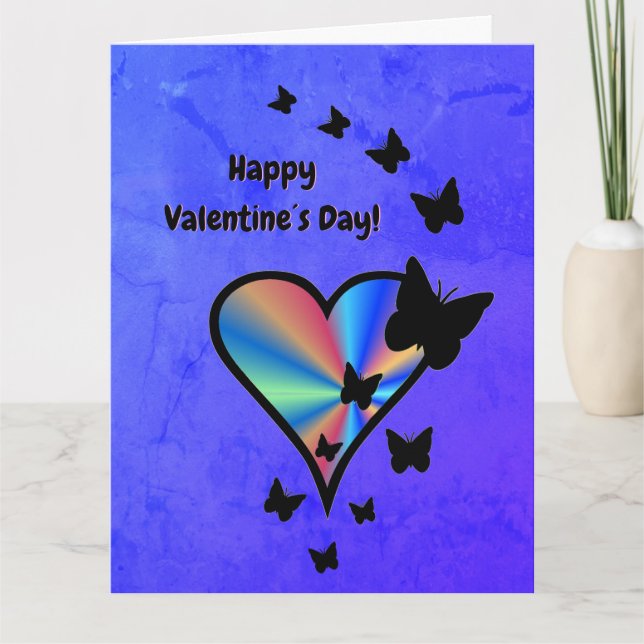 Rainbow Heart und Butterfly Karte (Vorderseite)