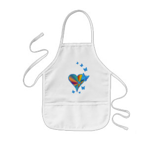 Rainbow Heart und Butterfly Kinderschürze