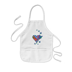 Rainbow Heart und Butterfly Kinderschürze