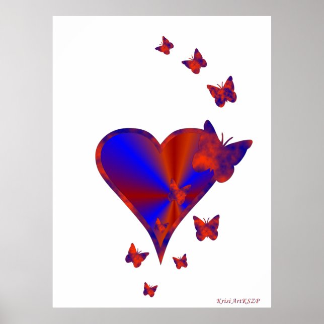Rainbow Heart und Butterfly Poster (Vorne)