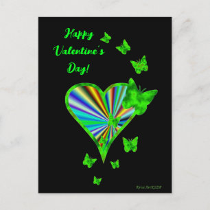 Rainbow Heart und Butterfly Postkarte