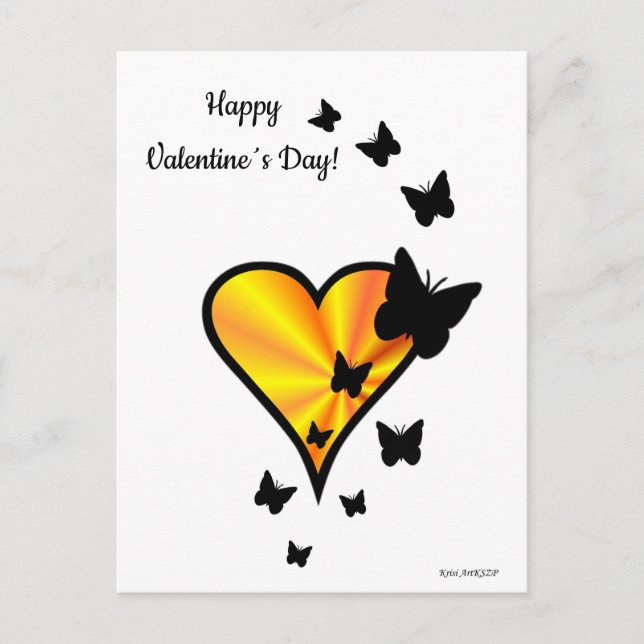 Rainbow Heart und Butterfly Postkarte (Vorderseite)