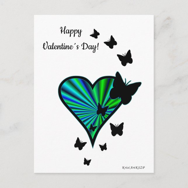 Rainbow Heart und Butterfly Postkarte (Vorderseite)