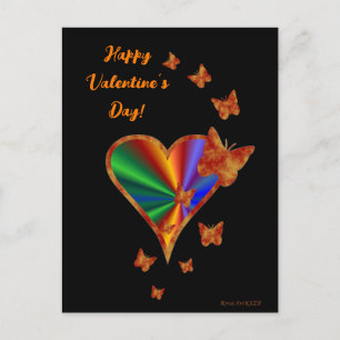 Rainbow Heart und Butterfly Postkarte