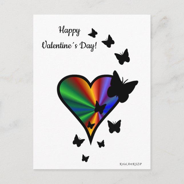 Rainbow Heart und Butterfly Postkarte (Vorderseite)