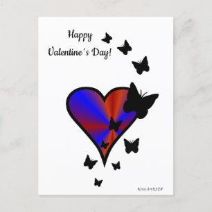 Rainbow Heart und Butterfly Postkarte