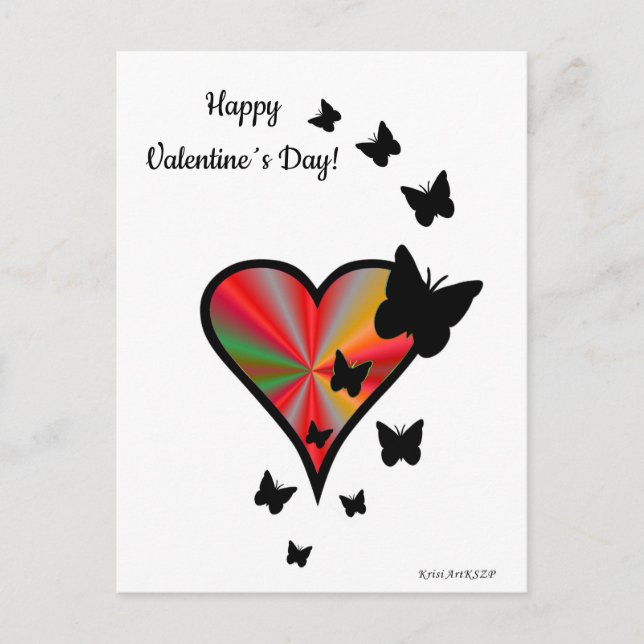 Rainbow Heart und Butterfly Postkarte (Vorderseite)