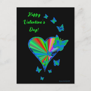 Rainbow Heart und Butterfly Postkarte