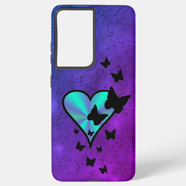 Rainbow Heart und Butterfly Samsung Galaxy Hülle (Rückseite)