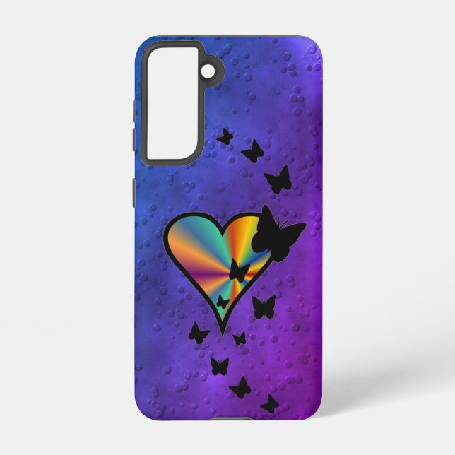 Rainbow Heart und Butterfly Samsung Galaxy Hülle (Rückseite)