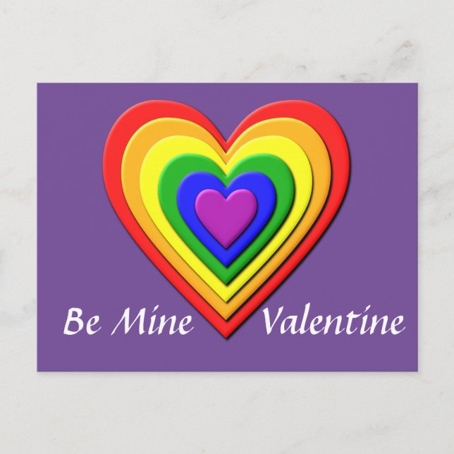 Rainbow Heart Valentine Postkarte (Vorderseite)